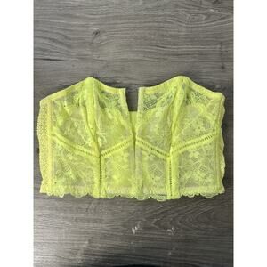 Victoria's Secret Dream Angels Neon Yellow Lace V-Wire Bustier Top Size S